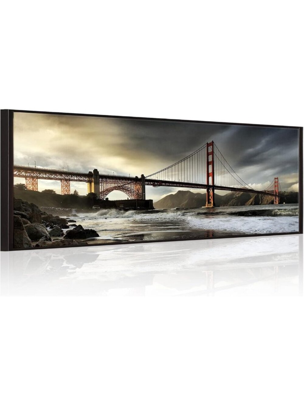 XL Vintage Golden Gate Bridge Canvas Wall Art - Modern San Francisco Cityscape